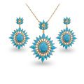 Blue Stone Copper Zircon Jewelry Fashion Ensembles de bijoux plaqués or